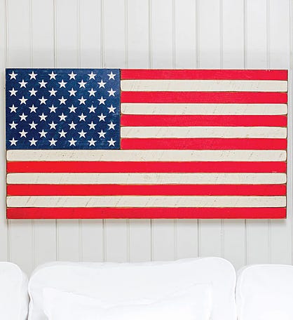 50 Stars Wooden American Flag